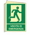 Cartello bifacciale luminescente uscita di emergenza destra  Din Plus