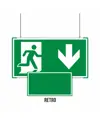 Cartello bifacciale sospeso Metal  Uscita emergenza basso