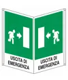 Cartello bifacciale 'uscita di emergenza a destra'
