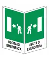 Cartello bifacciale uscita di emergenza a sinistra