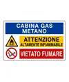 Cartello 'Cabina gas metano. Attenzione altamente