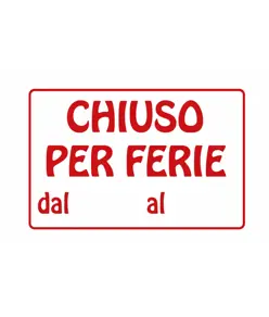 Cartello chiuso per ferie 30x20 cm