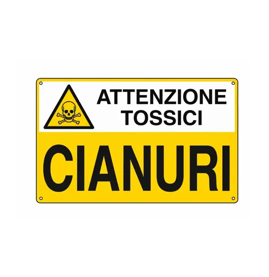 Cartello 'cianuri attenzione tossici'