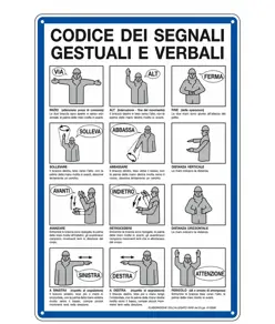 Cartello 'codice dei segnali gestuali e verbali'