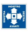 Cartello con frecce 'avanti-destra-indietro-sinistra' in alluminio