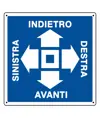 Cartello con frecce 'indietro-destra-avanti-sinistra' in alluminio