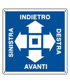 Cartello con frecce 'indietro-destra-avanti-sinistra' in alluminio
