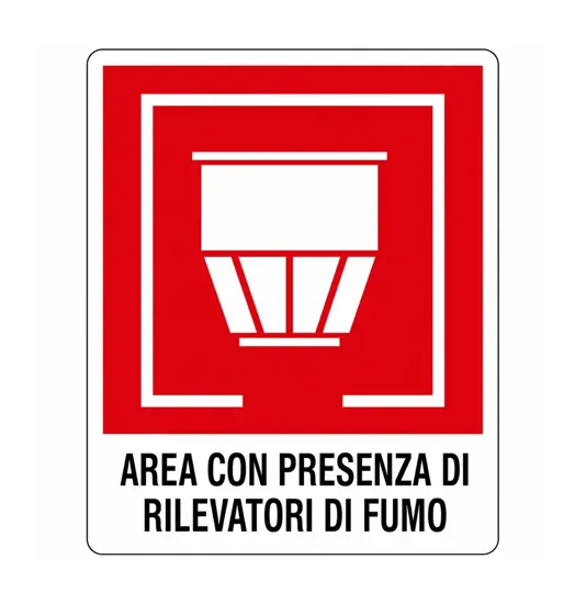 Cartello con scritta 'area con presenza di rivelatori di fumo'