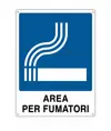 Cartello con scritta 'area per fumatori' in alluminio