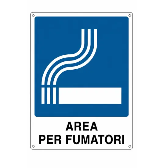 Cartello con scritta 'area per fumatori' in alluminio