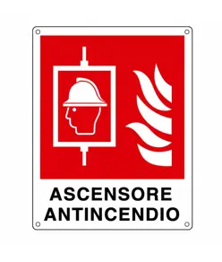 Cartello con scritta 'ascensore antincendio'