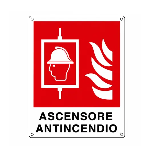 Cartello con scritta 'ascensore antincendio'
