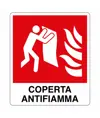 Cartello con scritta 'coperta antifiamma'