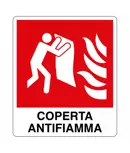 Cartello con scritta 'coperta antifiamma'