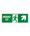 Cartello con scritta 'emergency exit avanti/destra'