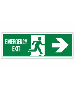 etichette adesive scritta 'emergency exit' freccia a destra