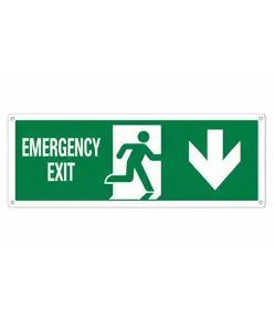 etichette adesive 'emergency exit' con freccia indietro