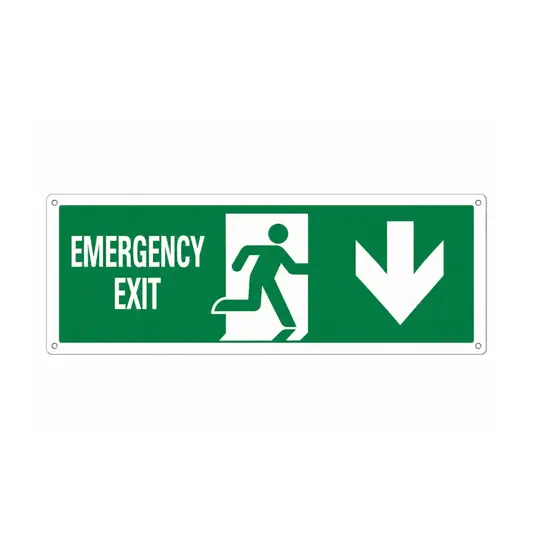 Cartello con scritta 'emergency exit indietro'