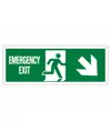 Cartello con scritta 'emergency exit indietro/destra'
