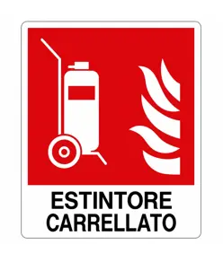 etichette adesive 'estintore carrellato' F009 con simbolo e scritta