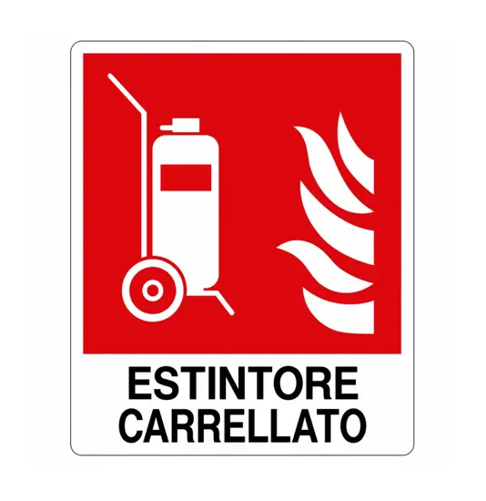 Cartello con scritta 'estintore carrellato'