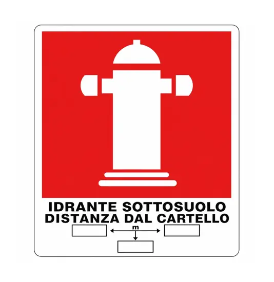 Cartello con scritta 'idrante sottosuolo distanze dal cartello'