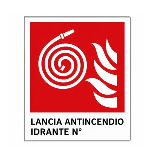 Cartello con scritta 'Lancia antincendio idrante N'