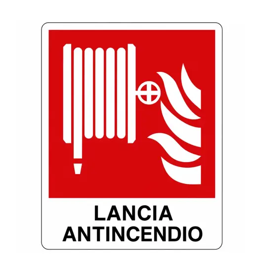 Cartello con scritta 'lancia antincendio'