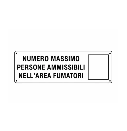 Cartello con scritta 'numero massimo persone ammissibili nell'area fumatori'