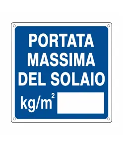 Cartello con scritta 'portata massima del solaio kg/m2__'