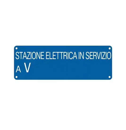 Cartello con scritta 'stazione elettrica in servizio a V__'