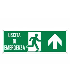 etichette adesive con simbolo e scritta  Uscita di emergenza avanti