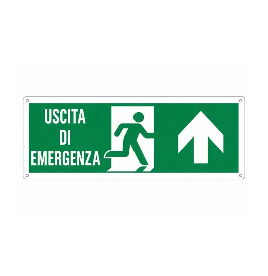 etichette adesive con simbolo e scritta  Uscita di emergenza avanti