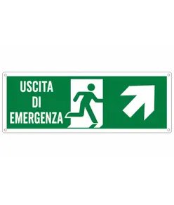 etichette adesive 'uscita di emergenza avanti / a destra' con scritta