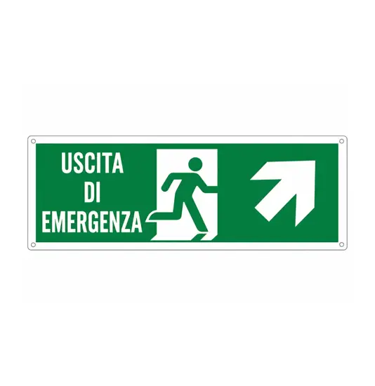 etichette adesive 'uscita di emergenza avanti / a destra' con scritta