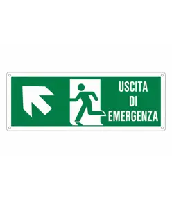 etichette adesive con scritta  Uscita di emergenza avanti \ a sinistra