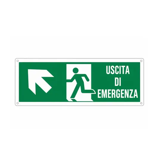 etichette adesive con scritta  Uscita di emergenza avanti \ a sinistra