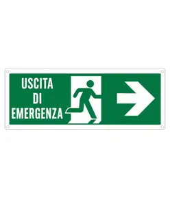 etichette adesive 'uscita di emergenza a destra' con scritta