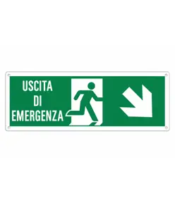 etichette adesive 'uscita di emergenza indietro / a destra' con scritta