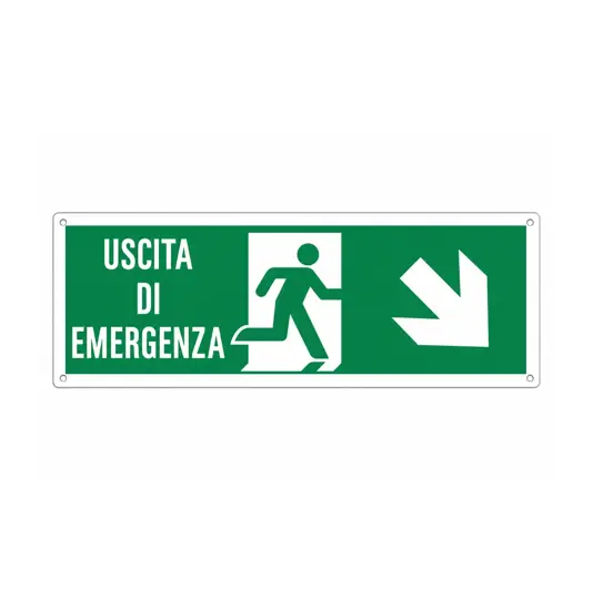 etichette adesive 'uscita di emergenza indietro / a destra' con scritta