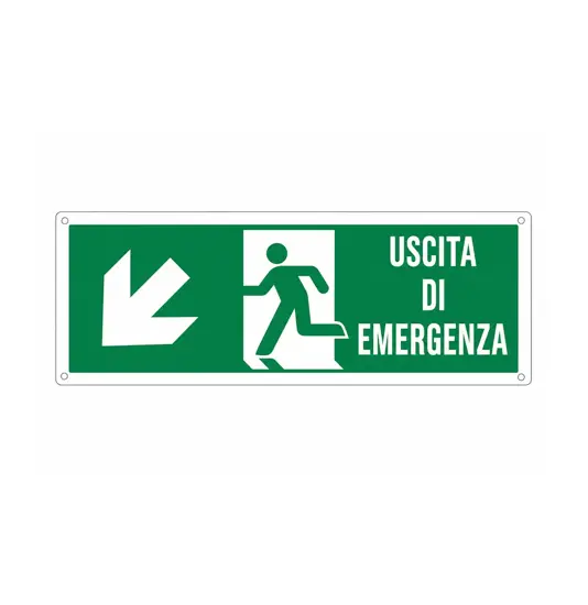 etichette adesive scritta 'uscita di emergenza indietro / a sinistra'