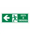 Cartello con scritta 'uscita di emergenza sinistra'