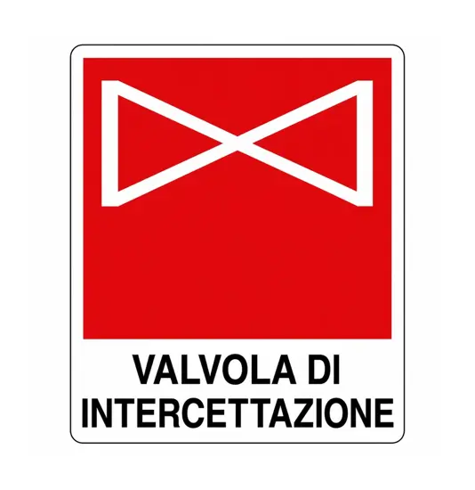 etichette adesive con scritta 'valvola di intercettazione'
