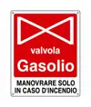 Cartello con scritta 'valvola gasolio' in alluminio