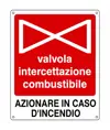 Cartello con scritta 'valvola intercettazione combustibile'