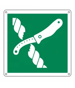 Cartello con simbolo 'coltello per zattera di salvataggio'