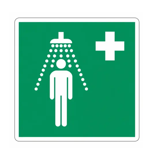 Cartello con simbolo 'doccia di emergenza
