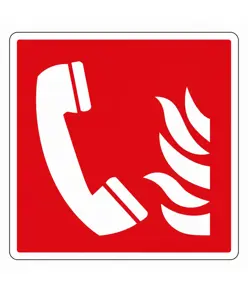 Cartello con simbolo 'telefono antincendio'