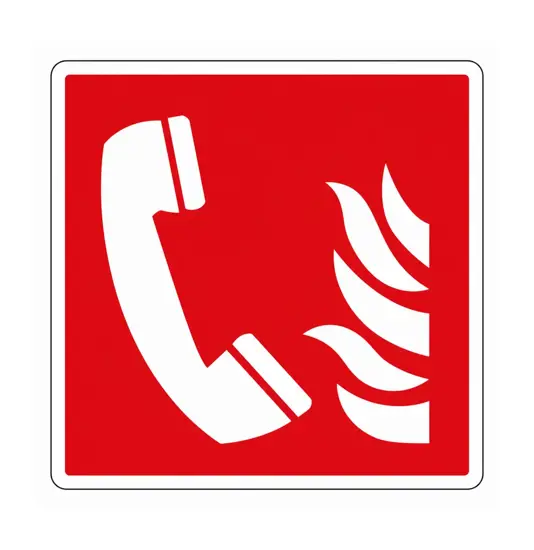 Cartello con simbolo 'telefono antincendio'
