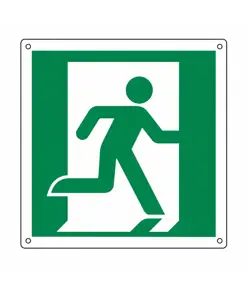 Cartello con simbolo 'uscita di emergenza a destra'